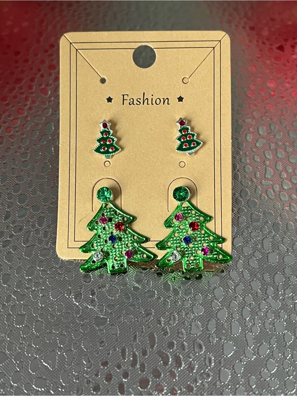 Festive Green Christmas Tree Earrings Duo - Brand